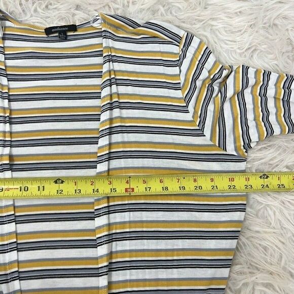 Ambiance Women’s Retro Yellow Striped Long Cardigan Lightweight Size Large - Picture 5 of 11